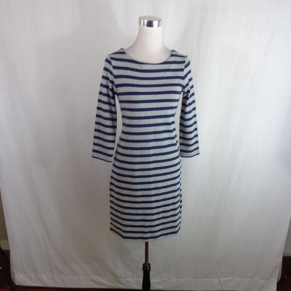 GAP SHEATH SWEATER DRESS SZ XS STRIPED GRAY & BLUE
